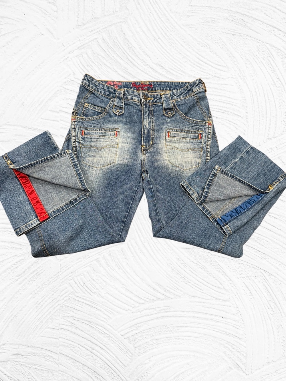 Pepe Jeans London Size‎ 29X32 Unique Bare back Split Hem Low rise Baby Flare